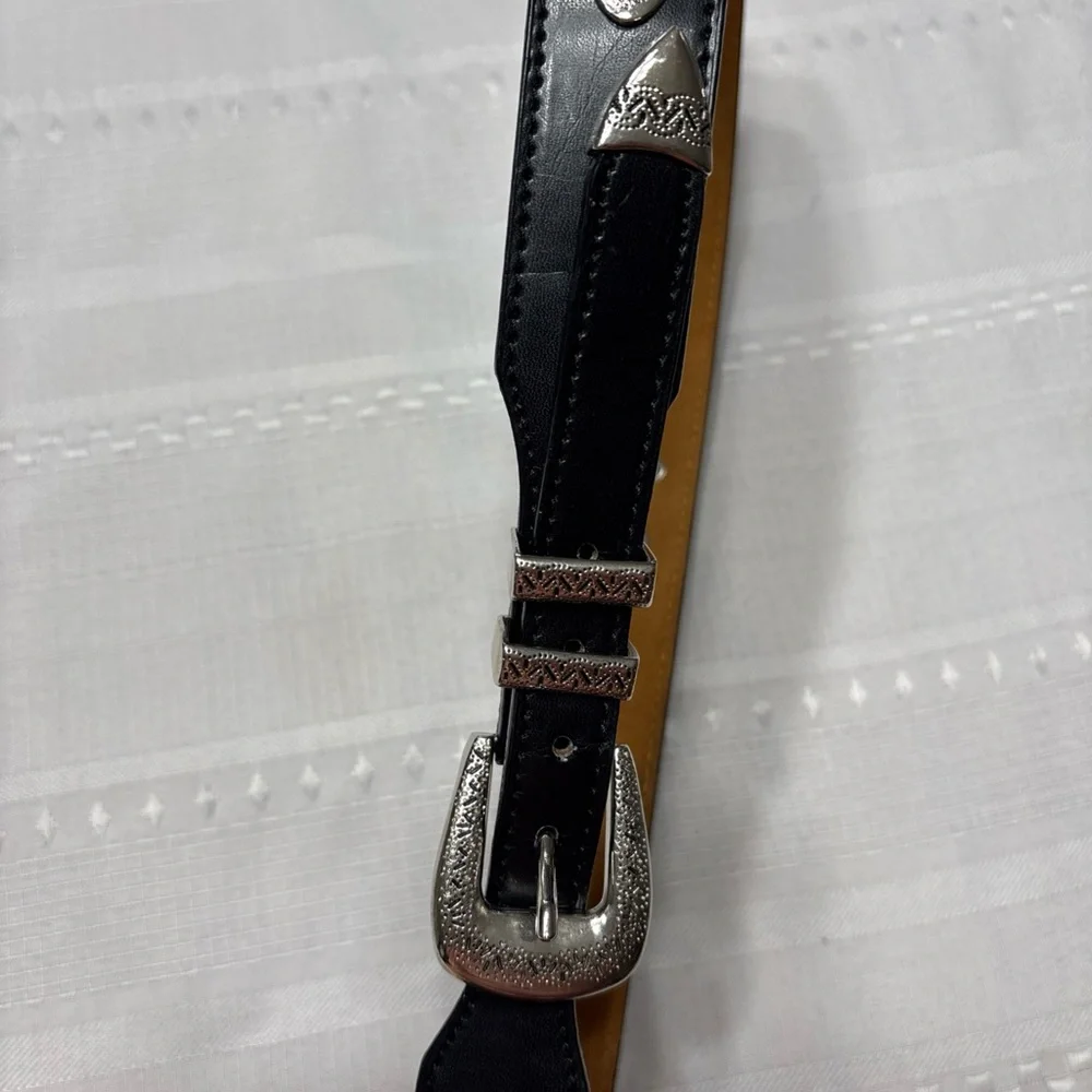Genuine Leather Womens Western Belt  Casual Jeans Belts- Black Size 36 - Picture 3 of 7